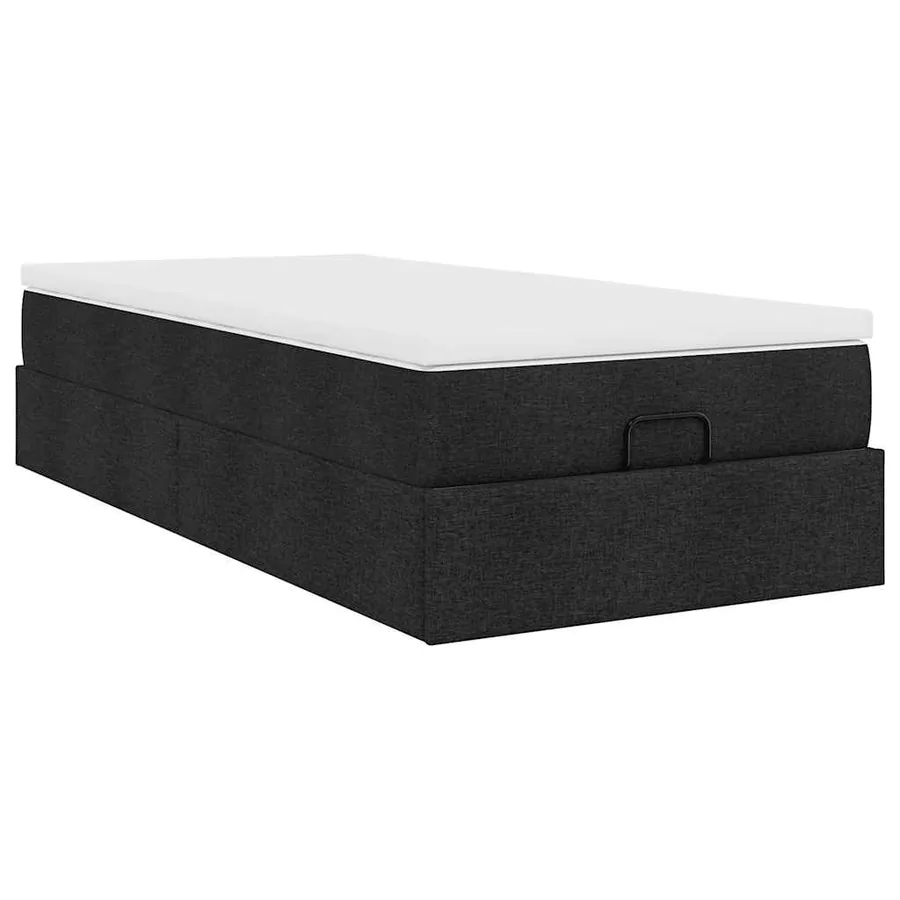Cadre de lit ottoman avec matelas noir 90x200 cm tissu - 10