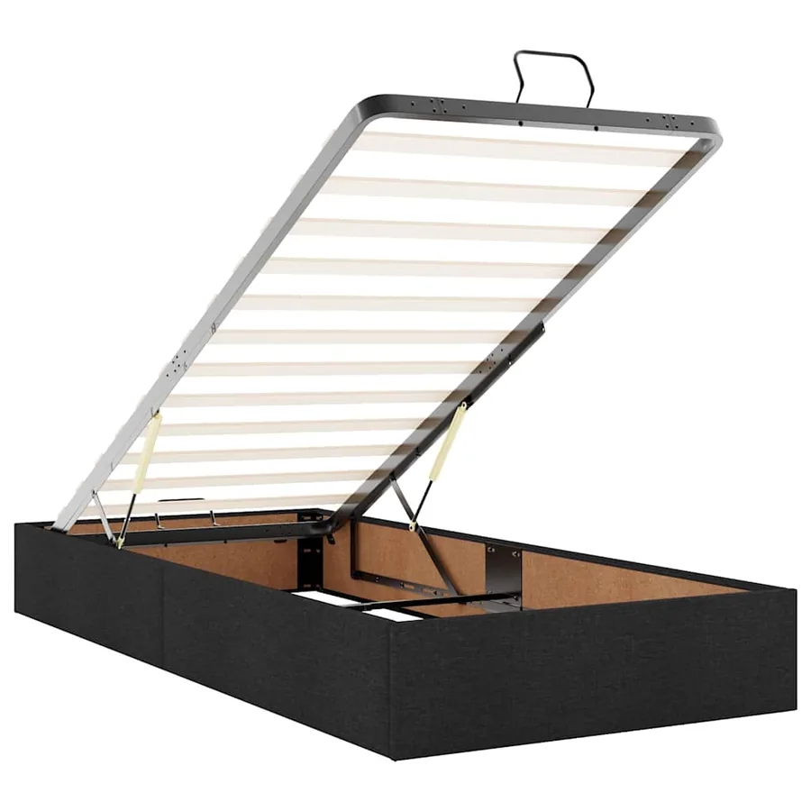 Cadre de lit ottoman avec matelas noir 90x200 cm tissu - 11