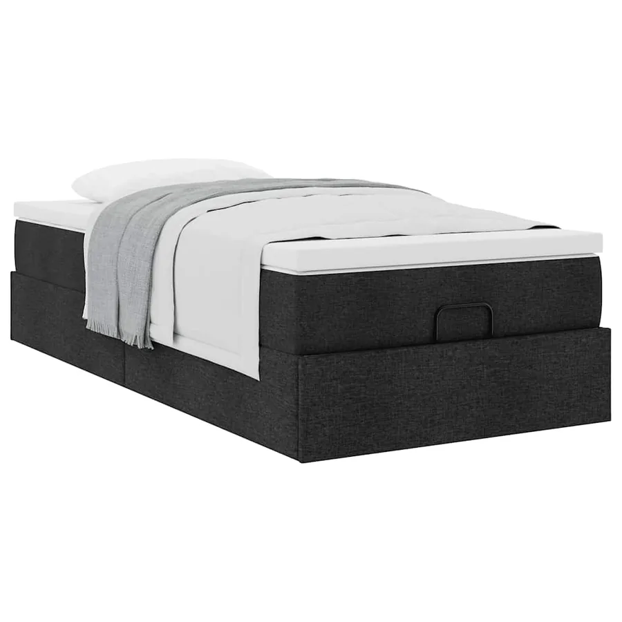 Cadre de lit ottoman avec matelas noir 90x200 cm tissu - 5