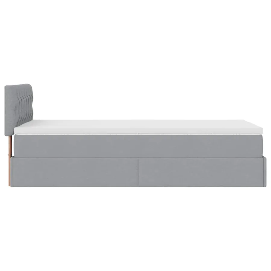 Lit ottoman avec matelas gris clair 100x200 cm tissu - 10