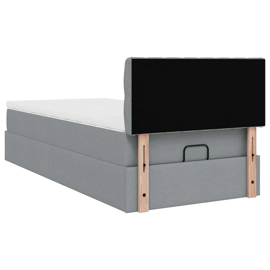 Lit ottoman avec matelas gris clair 100x200 cm tissu - 11