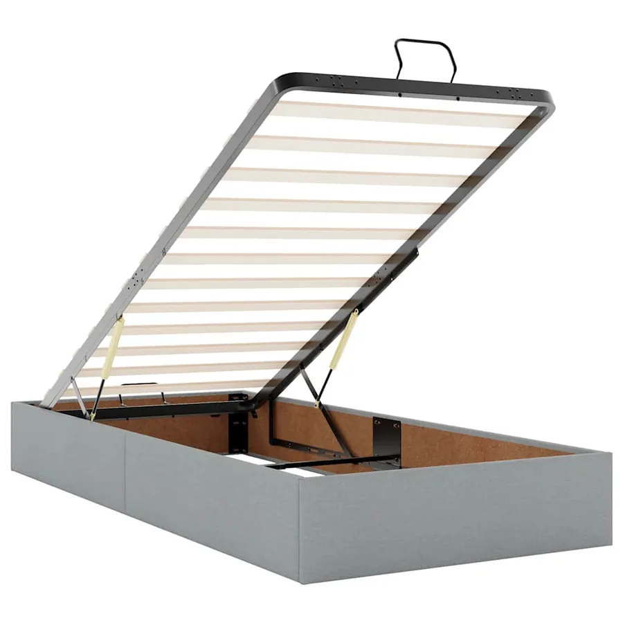 Lit ottoman avec matelas gris clair 100x200 cm tissu - 12