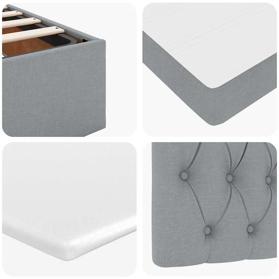 Lit ottoman avec matelas gris clair 100x200 cm tissu - 14