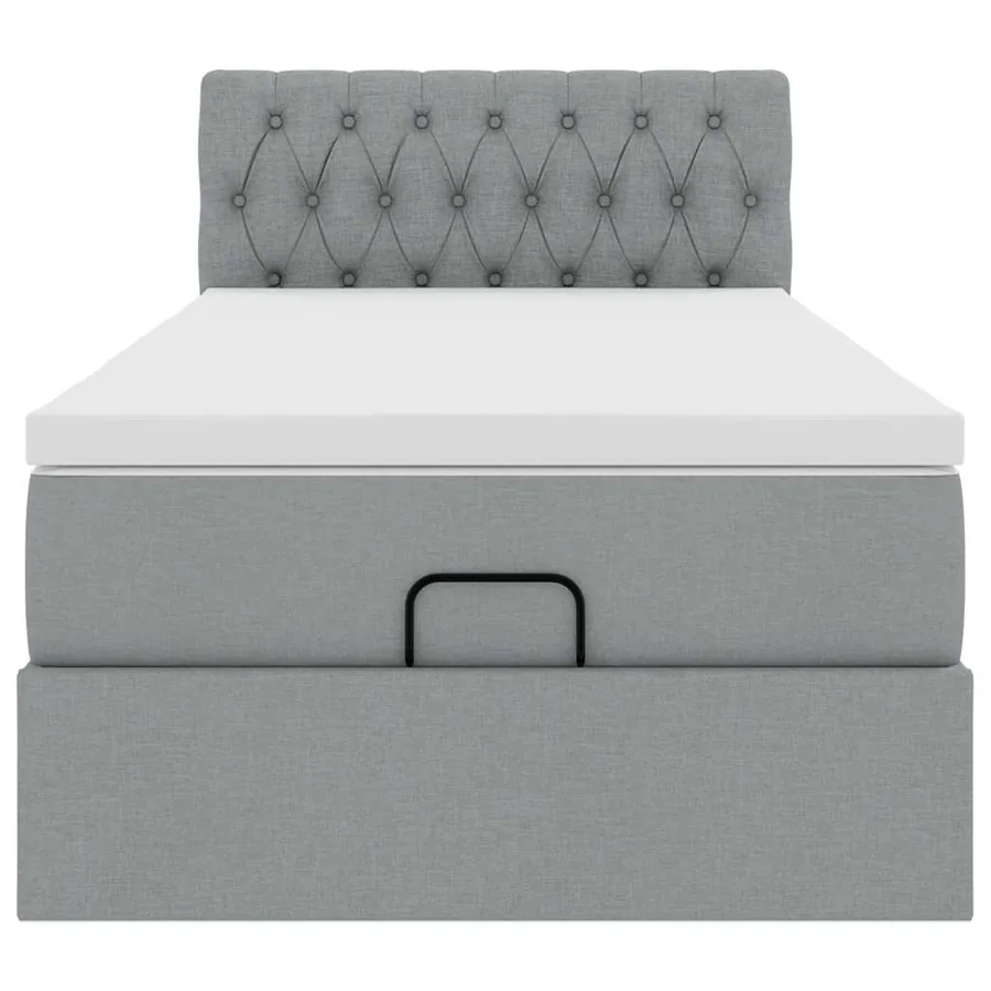 Lit ottoman avec matelas gris clair 100x200 cm tissu - 7