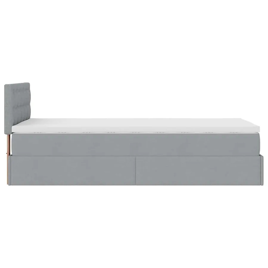 Lit ottoman avec matelas gris clair 100x200 cm tissu - 10