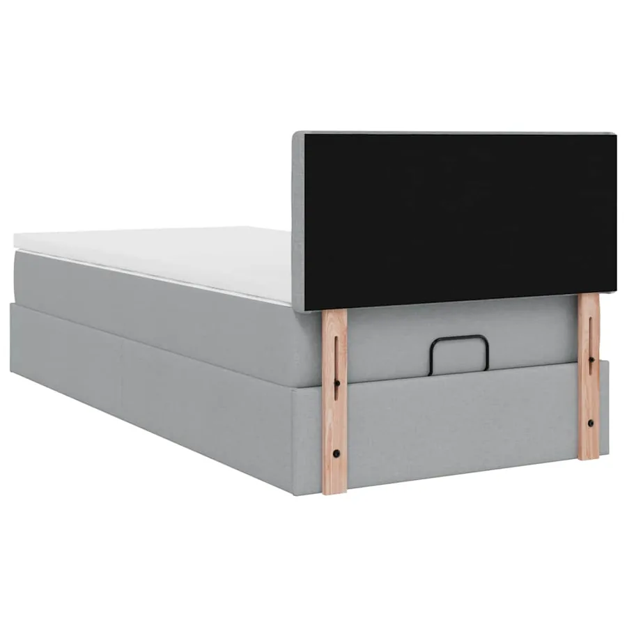 Lit ottoman avec matelas gris clair 100x200 cm tissu - 11