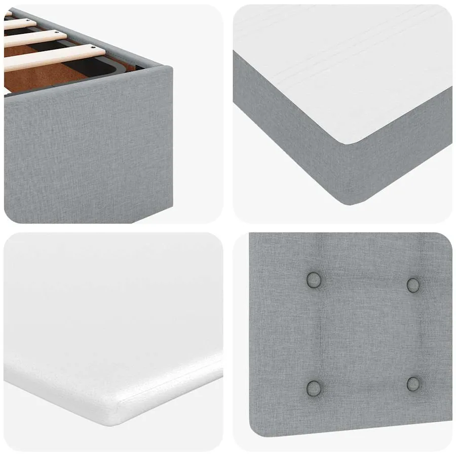 Lit ottoman avec matelas gris clair 100x200 cm tissu - 13
