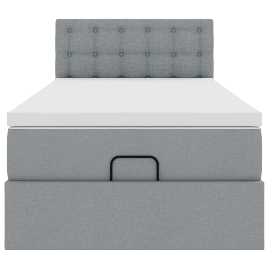 Lit ottoman avec matelas gris clair 100x200 cm tissu - 7