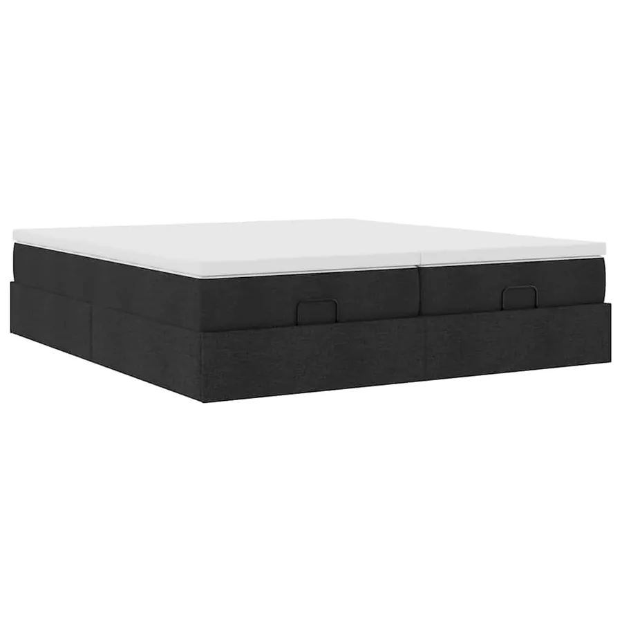 Cadre de lit ottoman avec matelas noir 180x200cm tissu - 6