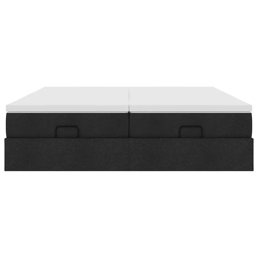 Cadre de lit ottoman avec matelas noir 180x200cm tissu - 7