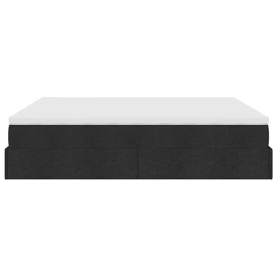 Cadre de lit ottoman avec matelas noir 180x200cm tissu - 9
