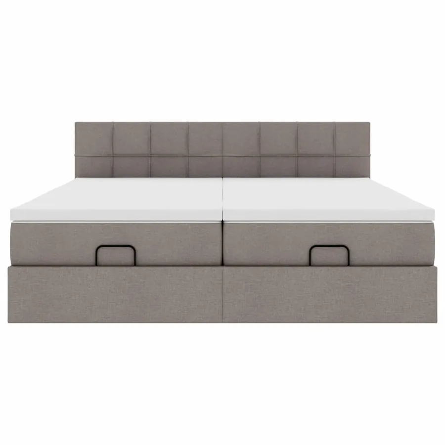 Cadre de lit ottoman avec matelas taupe 180x200 cm tissu - 7