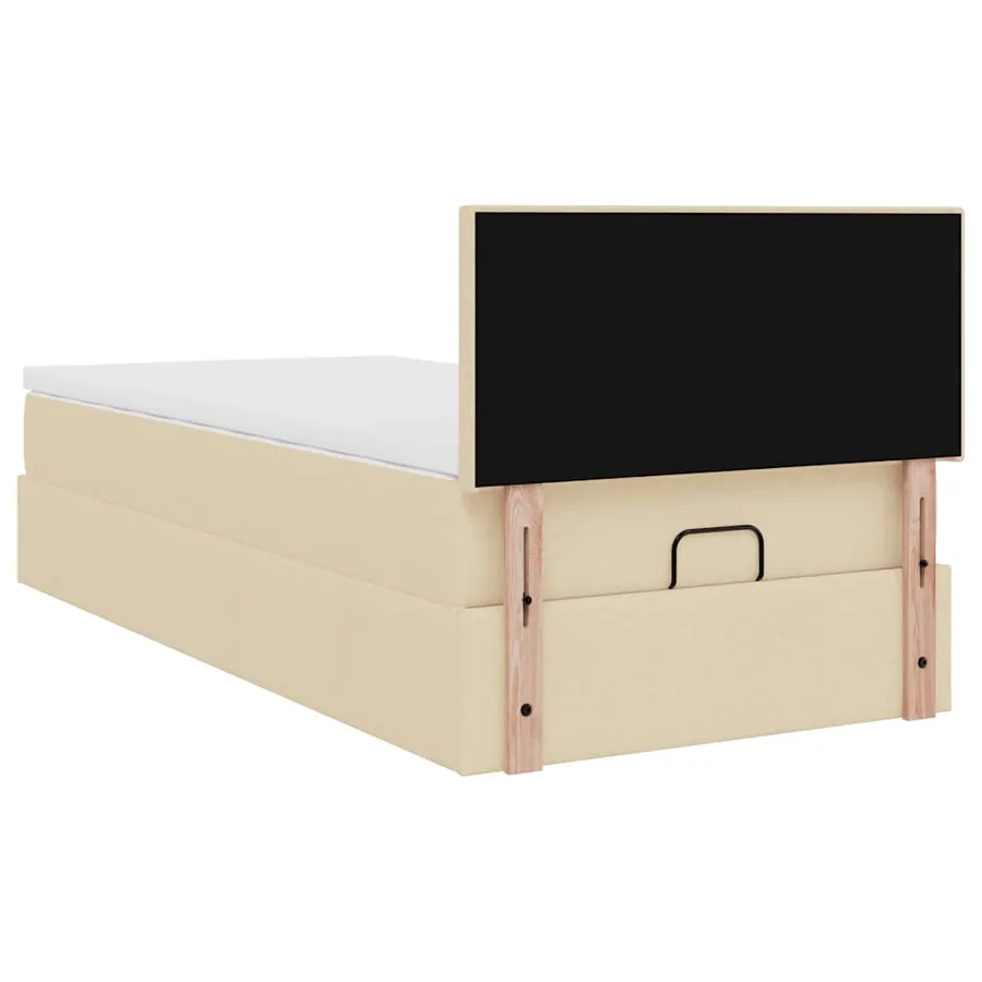 Lit ottoman avec matelas et LED crème 90x200 cm tissu - 12