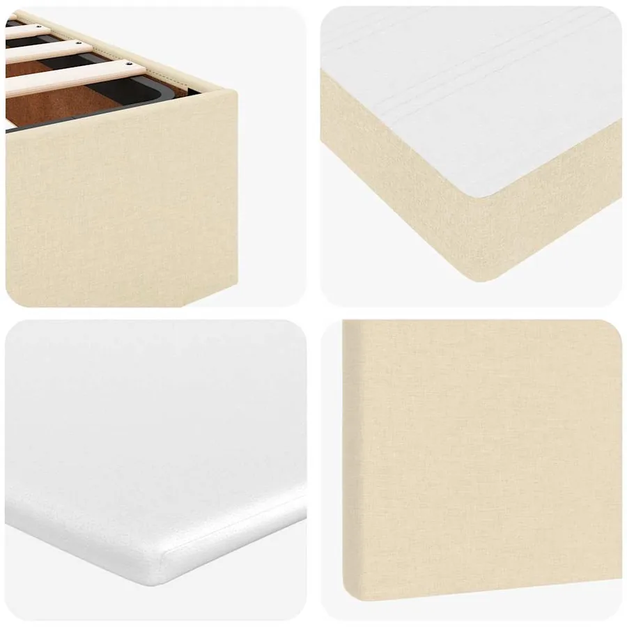 Lit ottoman avec matelas et LED crème 90x200 cm tissu - 16