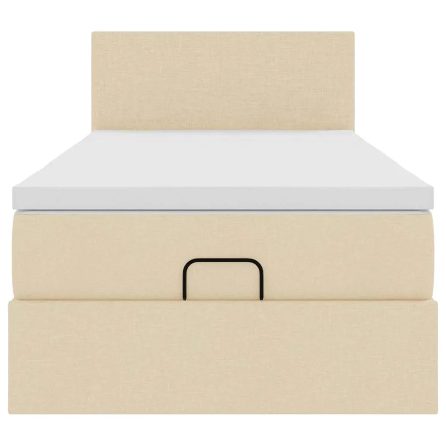 Lit ottoman avec matelas et LED crème 90x200 cm tissu - 8
