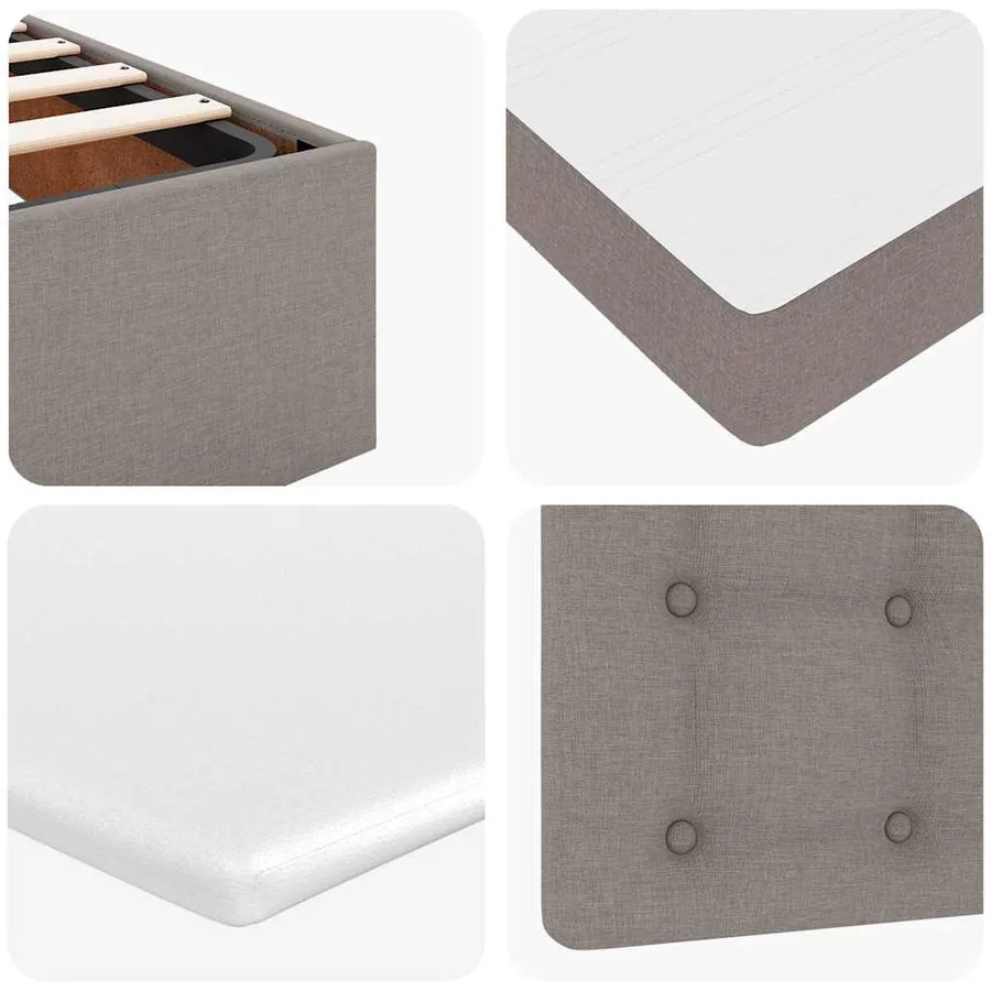 Lit ottoman avec matelas taupe 90x200 cm tissu - 13