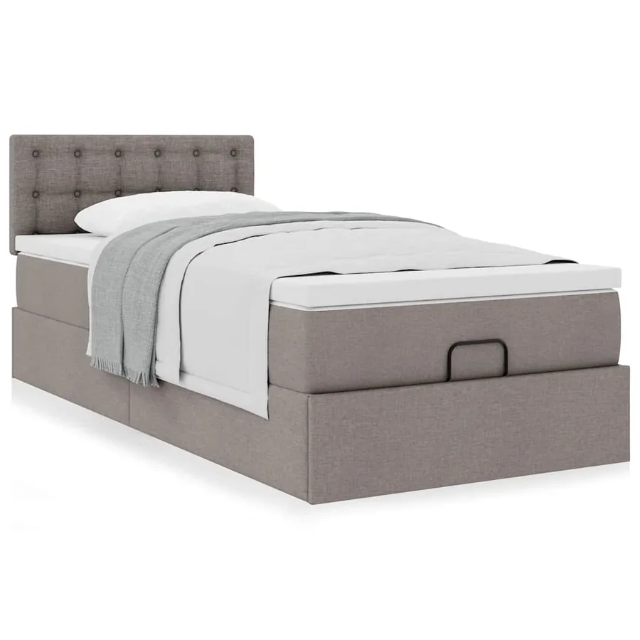 Lit ottoman avec matelas taupe 90x200 cm tissu - 4