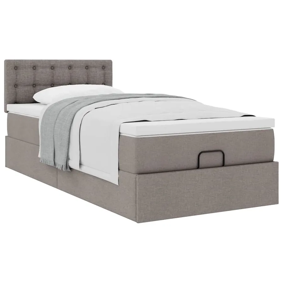 Lit ottoman avec matelas taupe 90x200 cm tissu - 5