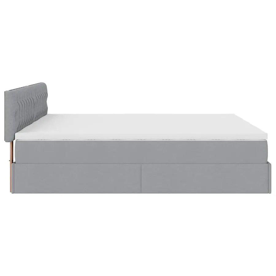 Cadre de lit ottoman et matelas gris clair 200x200cm tissu - 10
