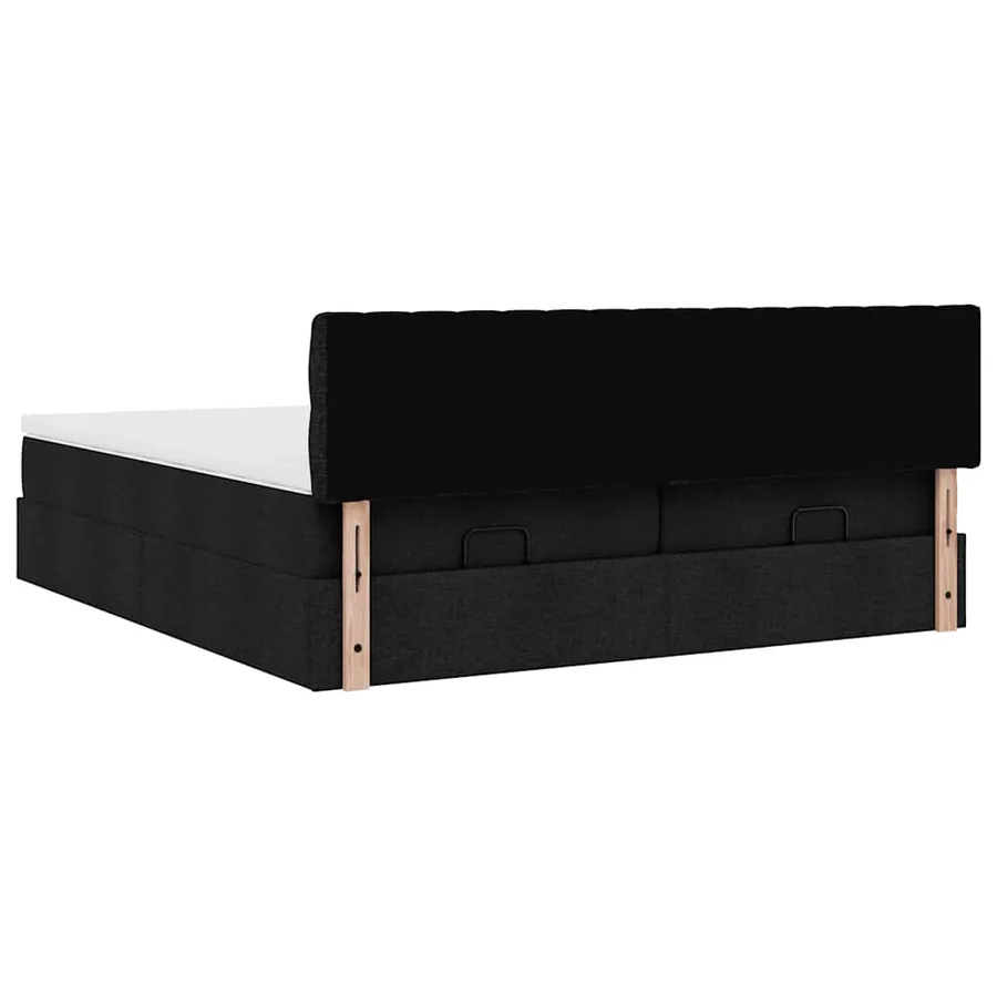 Cadre de lit ottoman avec matelas noir 180x200cm tissu - 11