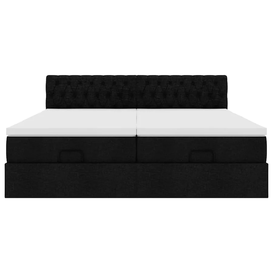 Cadre de lit ottoman avec matelas noir 180x200cm tissu - 7