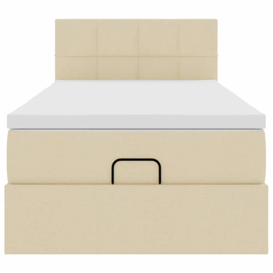 Lit ottoman avec matelas et LED crème 90x200 cm tissu - 8
