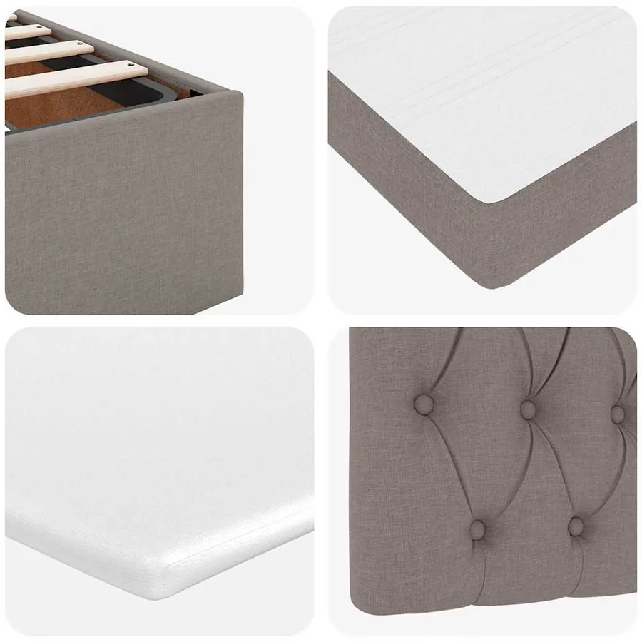 Lit ottoman avec matelas et LED taupe 90x200 cm tissu - 14