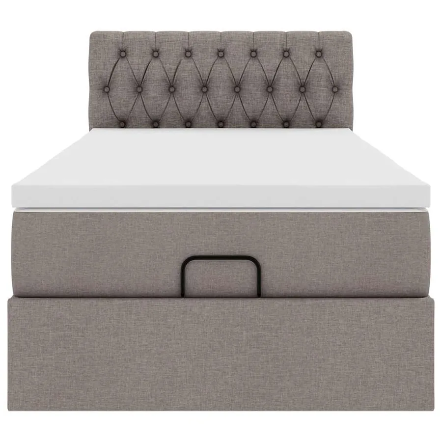Lit ottoman avec matelas et LED taupe 90x200 cm tissu - 8