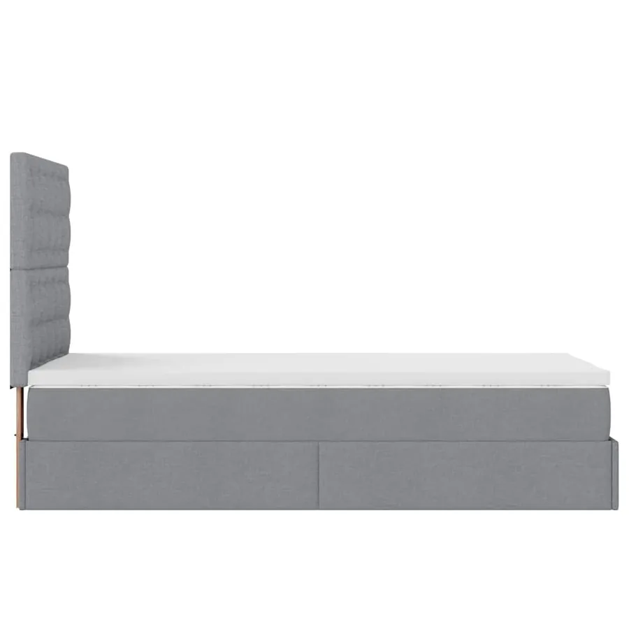 Lit ottoman avec matelas gris clair 100x200 cm tissu - 10