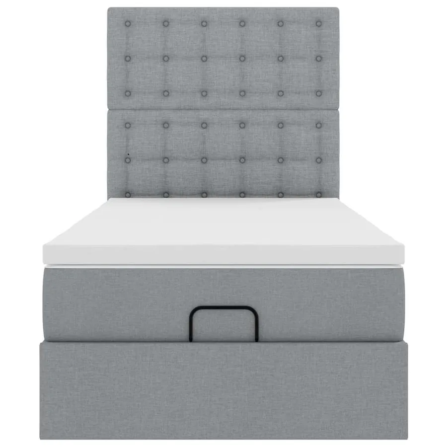 Lit ottoman avec matelas gris clair 100x200 cm tissu - 7