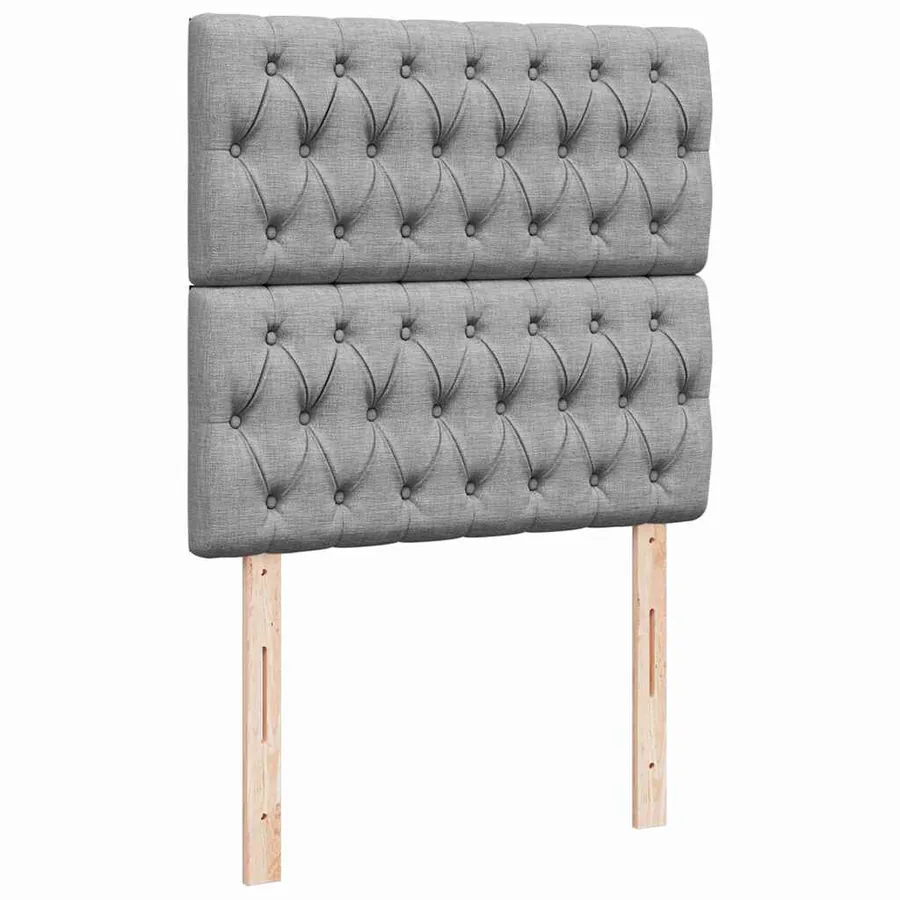 Cadre de lit ottoman et matelas gris clair 200x200cm tissu - 12
