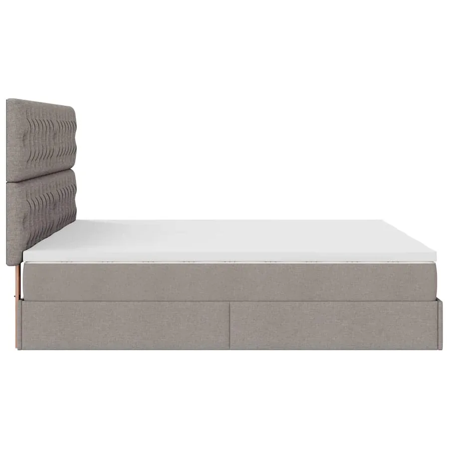 Cadre de lit ottoman avec matelas taupe 180x200 cm tissu - 8