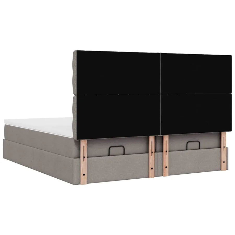 Cadre de lit ottoman avec matelas taupe 180x200 cm tissu - 9