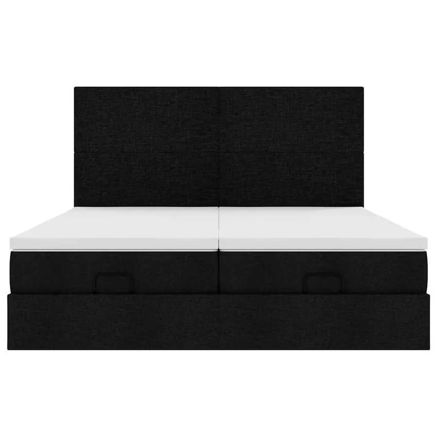Cadre de lit ottoman avec matelas noir 180x200cm tissu - 7