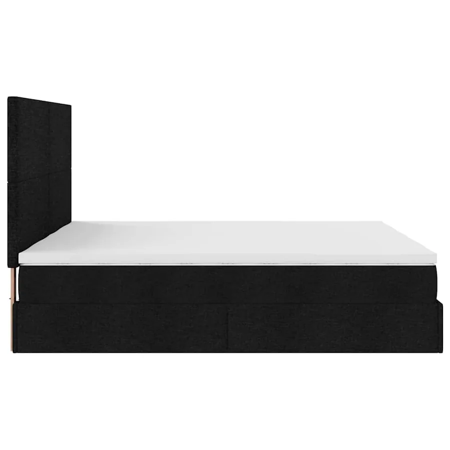 Cadre de lit ottoman avec matelas noir 180x200cm tissu - 8