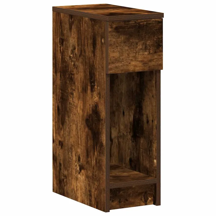 Table de chevet avec tiroir chêne fumé 20x36x60 cm - 2