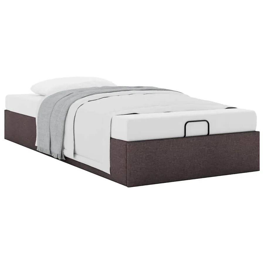Cadre de lit ottoman sans matelas marron foncé 90x200 cm tissu - 5