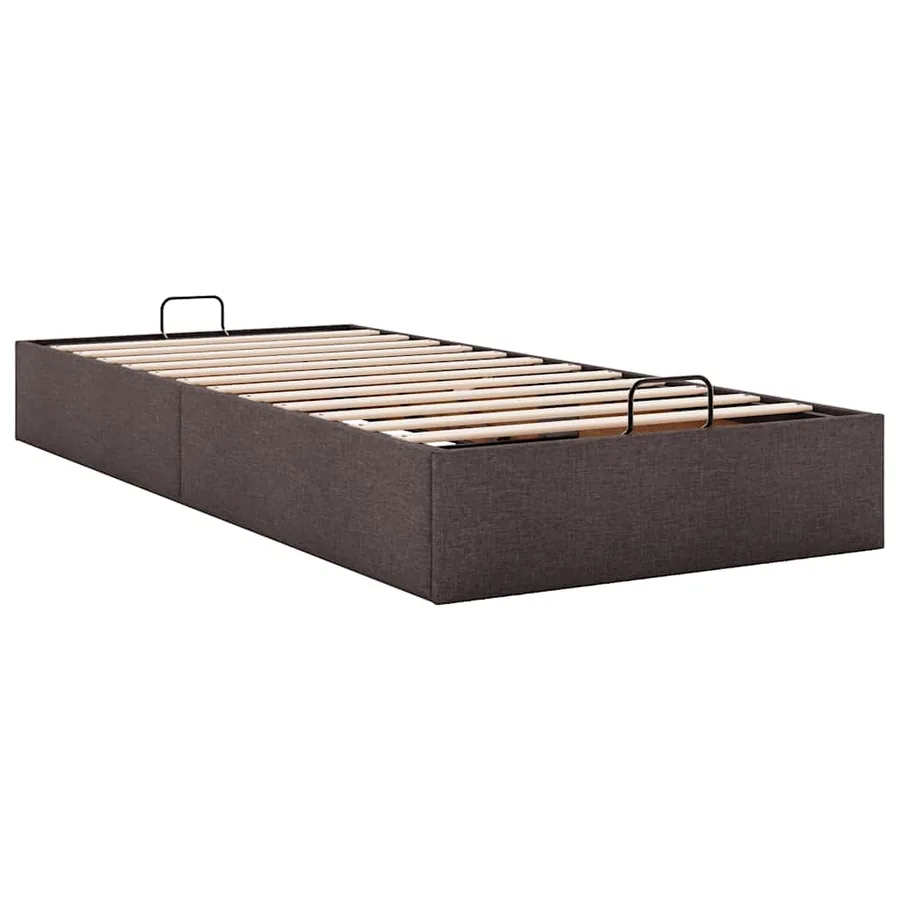 Cadre de lit ottoman sans matelas marron foncé 90x200 cm tissu - 6