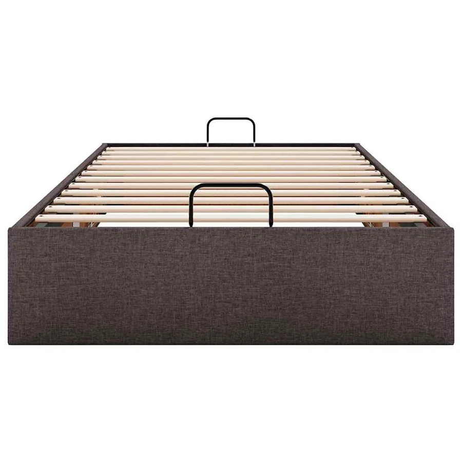 Cadre de lit ottoman sans matelas marron foncé 90x200 cm tissu - 7