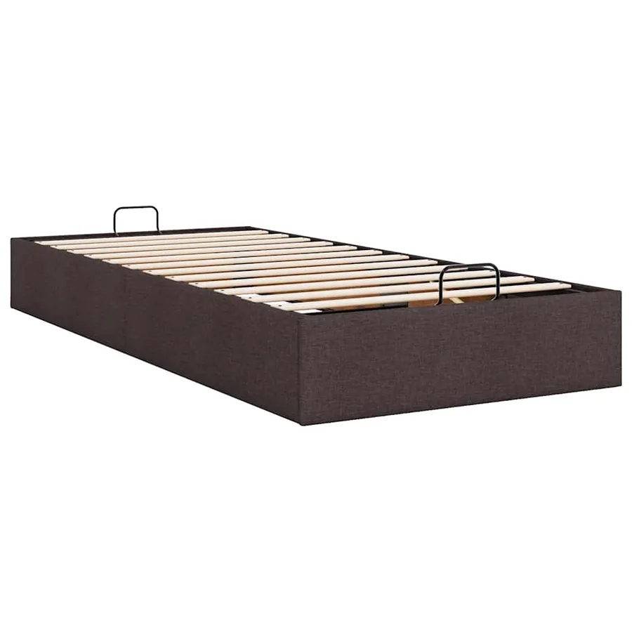 Cadre de lit ottoman sans matelas marron foncé 90x200 cm tissu - 9