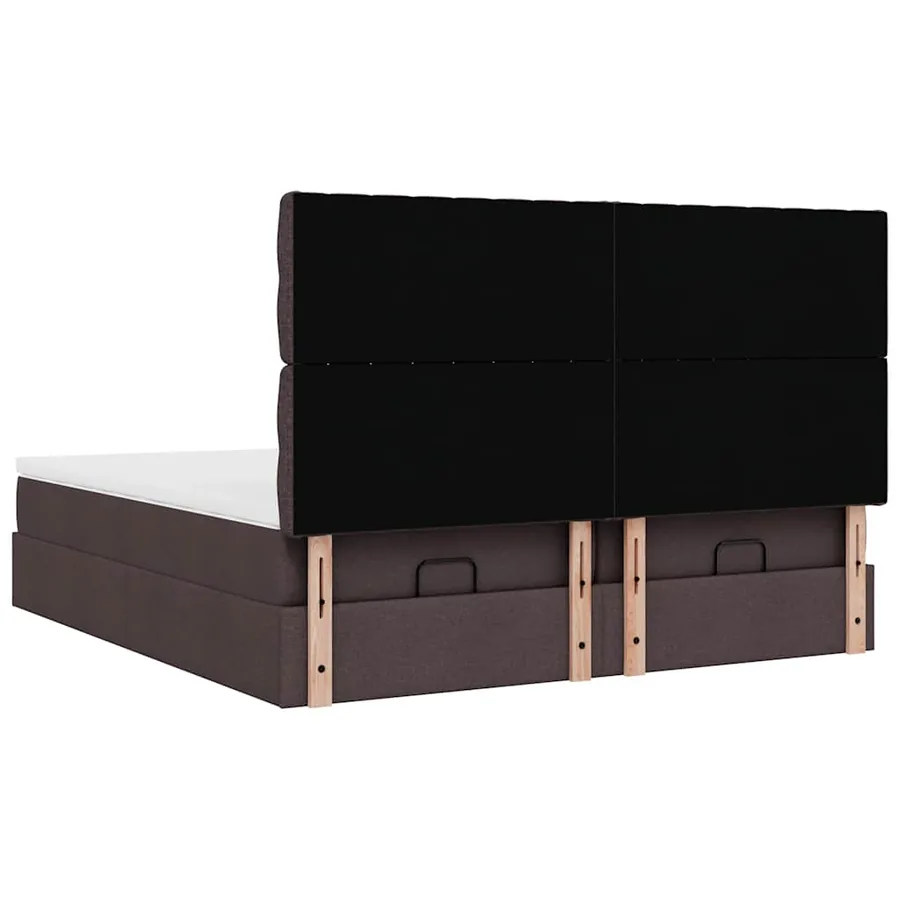 Cadre de lit ottoman avec matelas marron foncé 180x200 cm tissu - 10