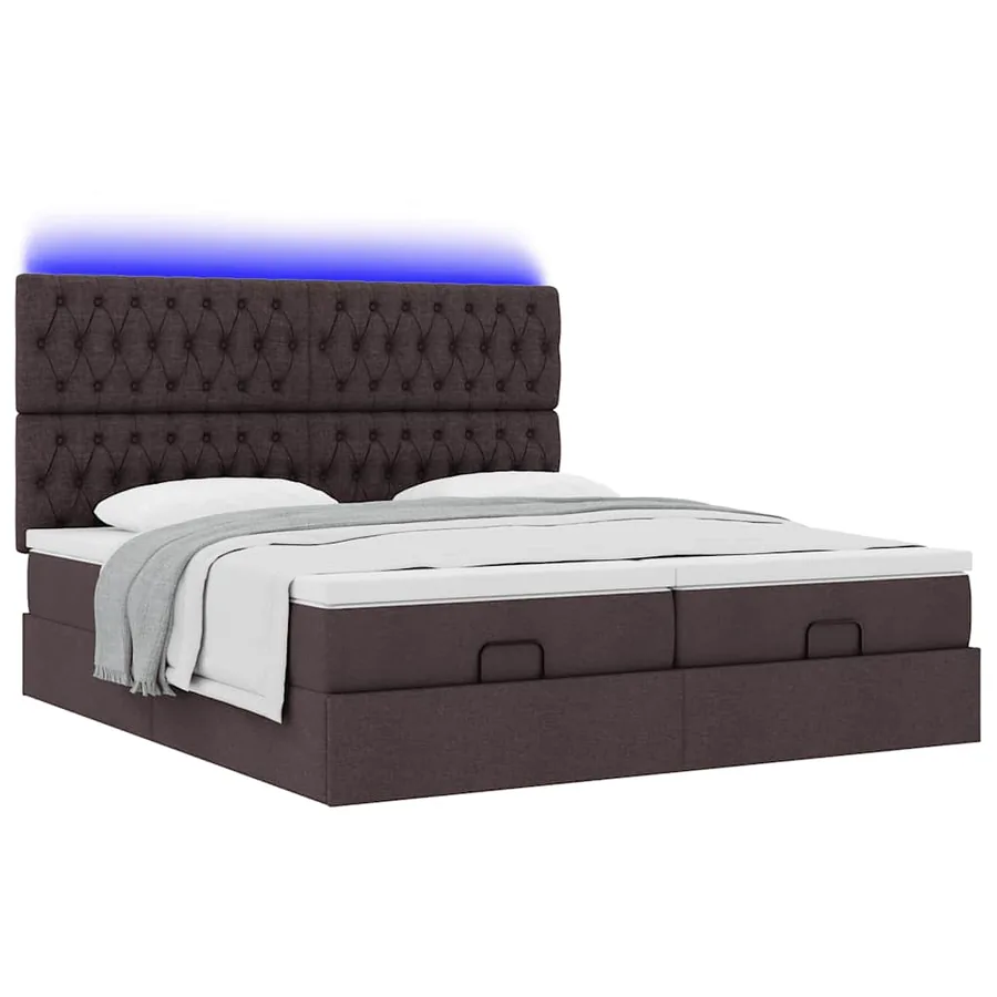 Cadre de lit ottoman avec matelas marron foncé 180x200 cm tissu - 6