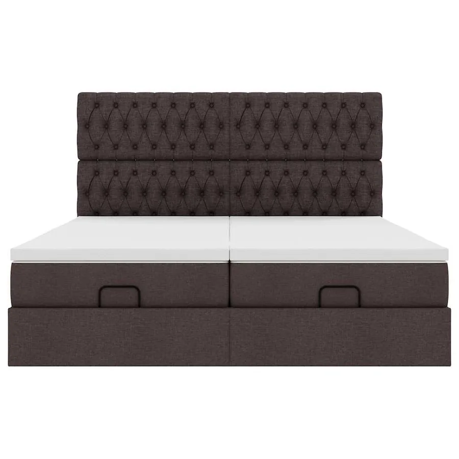 Cadre de lit ottoman avec matelas marron foncé 180x200 cm tissu - 8