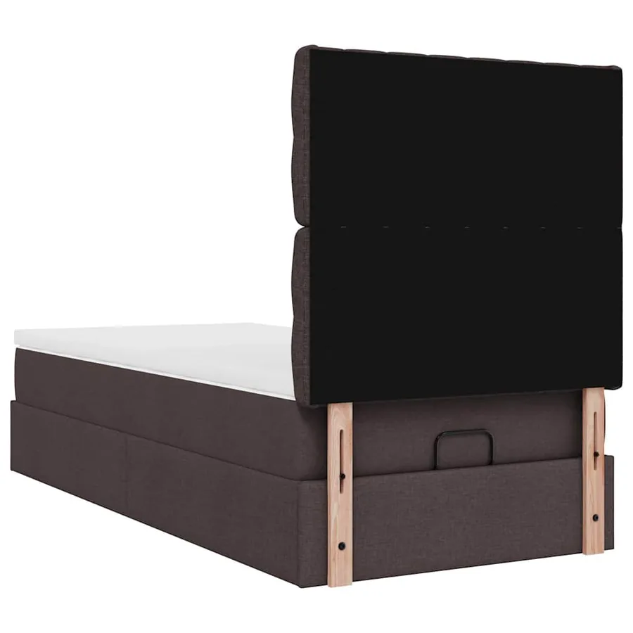 Lit ottoman avec matelas marron foncé 90x200 cm tissu - 11
