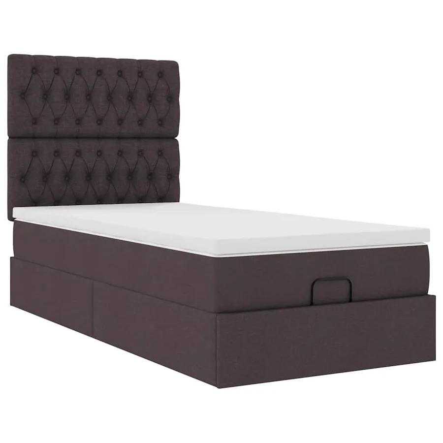 Lit ottoman avec matelas marron foncé 90x200 cm tissu - 6
