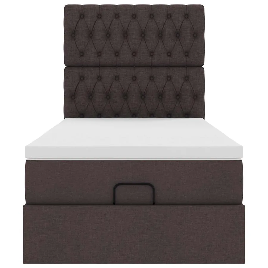 Lit ottoman avec matelas marron foncé 90x200 cm tissu - 7