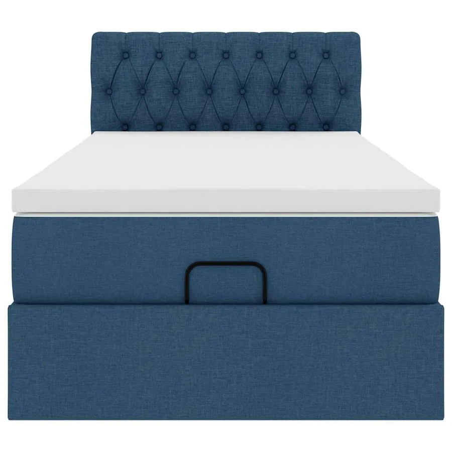 Lit ottoman avec matelas et LED Bleu 90x200 cm Tissu - 8