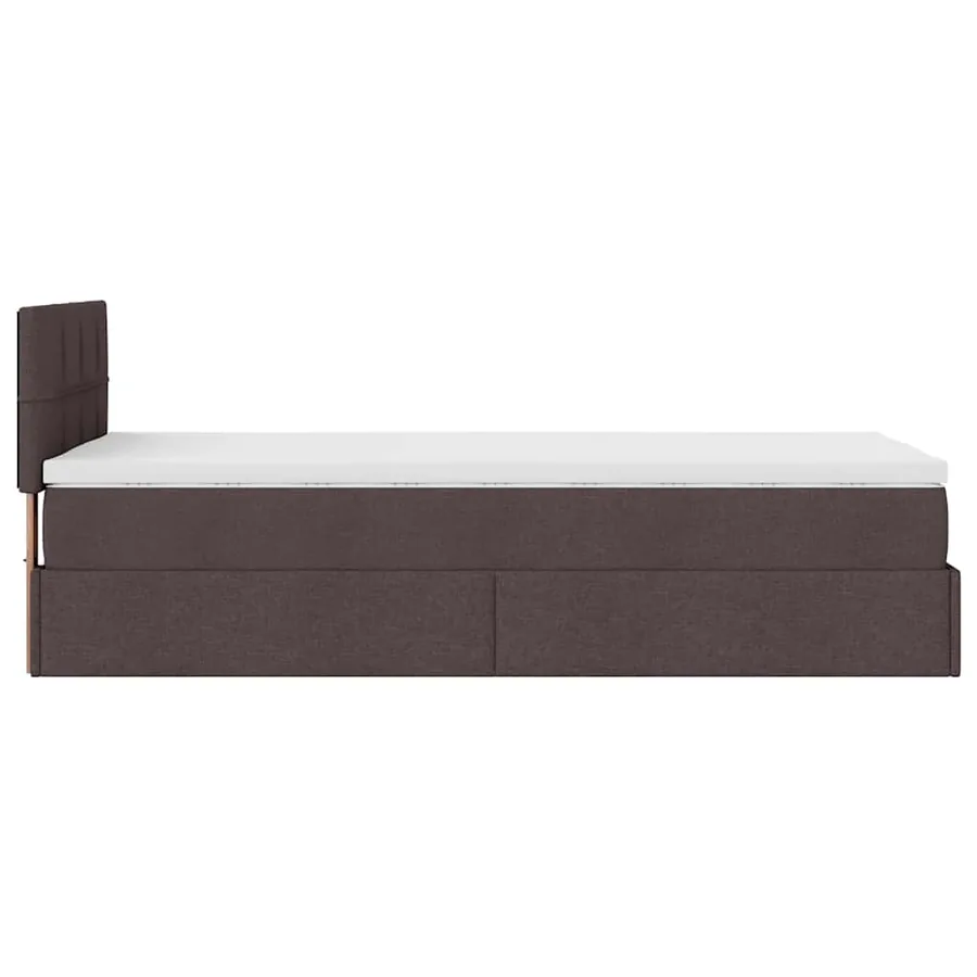 Lit ottoman avec matelas et LED marron foncé 90x200 cm tissu - 11