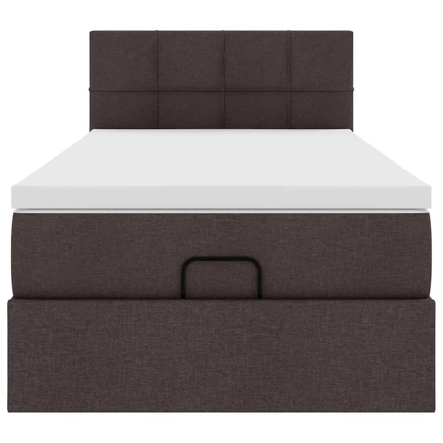 Lit ottoman avec matelas et LED marron foncé 90x200 cm tissu - 8