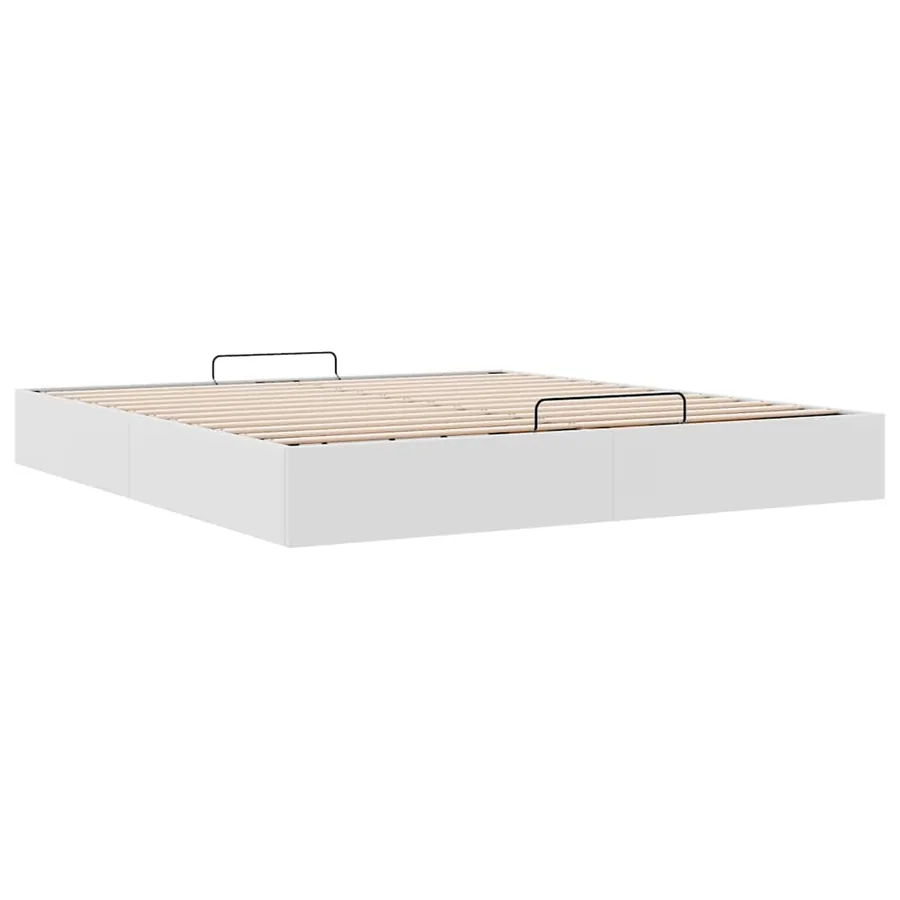 Cadre de lit ottoman sans matelas blanc 160x200 cm similicuir - 6